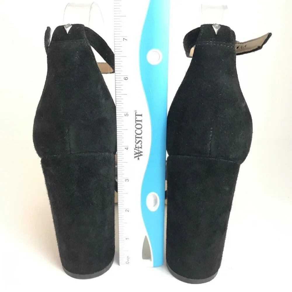 Sam Edelman Black Suede Open Toe Block Heel Sandals Size 9M